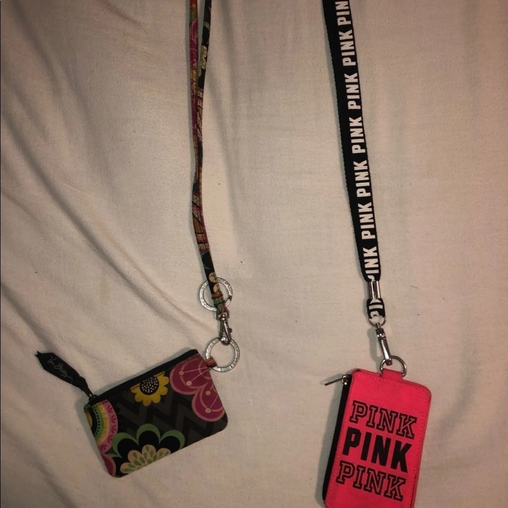Pink and Vera Bradley lanyard / ID holders
